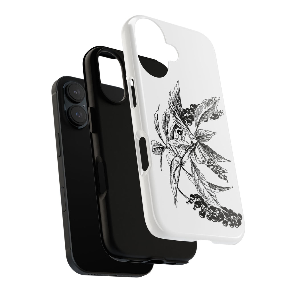 Botanical Sketch Phone Case – Black Ink Herb Illustration Tough Case