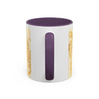 Golden Folk Art Coffee Mug — Animal Mask Pattern Accent Mug (11/15oz)