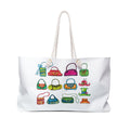 Colorful Retro Handbag Illustration Weekender Bag | Travel Tote, Cute Purse Icons
