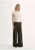 LINDIS wool mulberry silk classic short-sleeved round neck T-shirt for