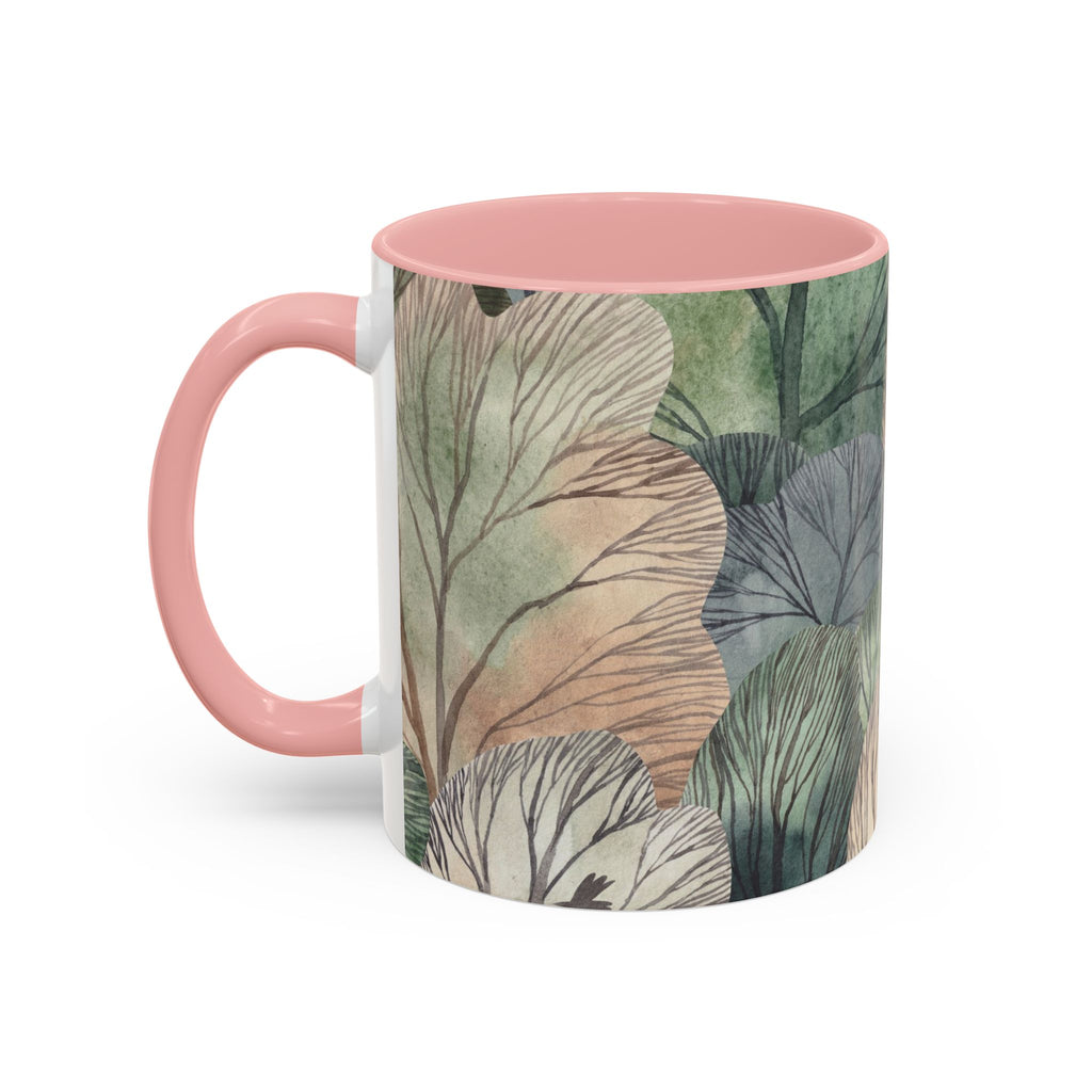 Botanical Woodland Coffee Mug — Earthy Leaf Pattern Accent Mug (11/15oz)
