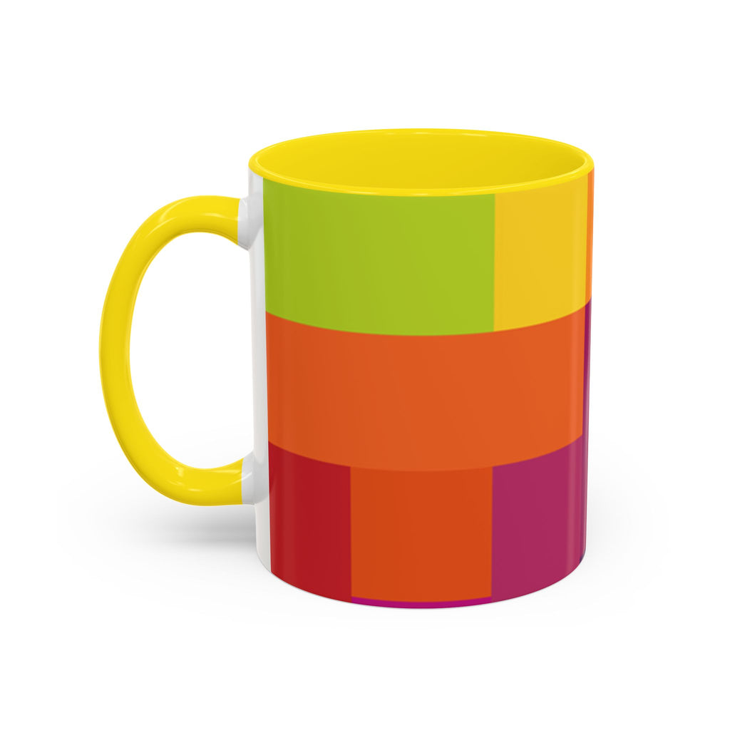 Color Block Accent Coffee Mug — Bright Geometric Pattern