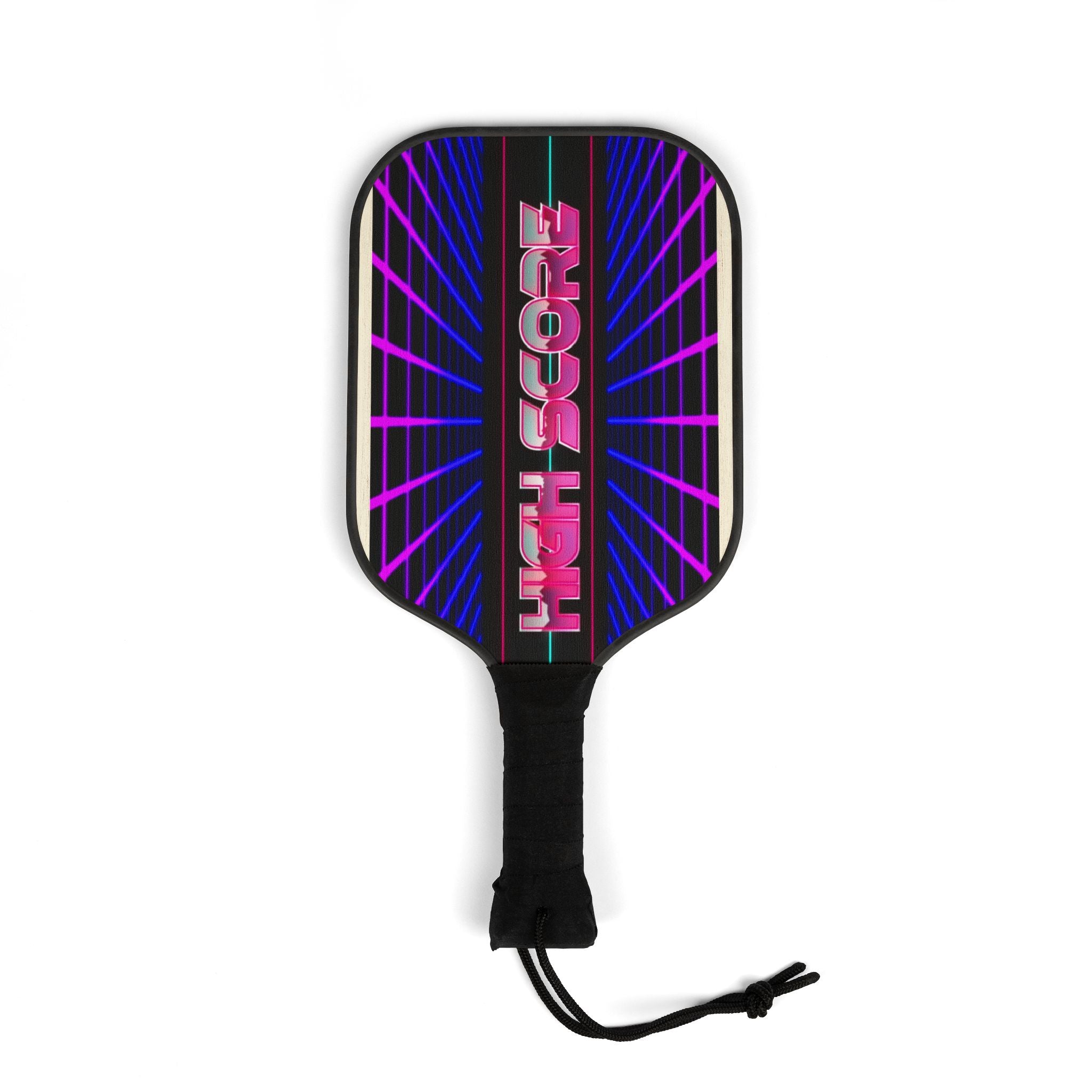 Pickleball Paddle Set — Retro Neon "High Score" Design (2 Paddles + 2 Balls)