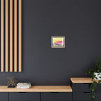 Abstract Sunrise Landscape Matte Canvas Framed Wall Art — Pink & Yellow Modern Home Decor