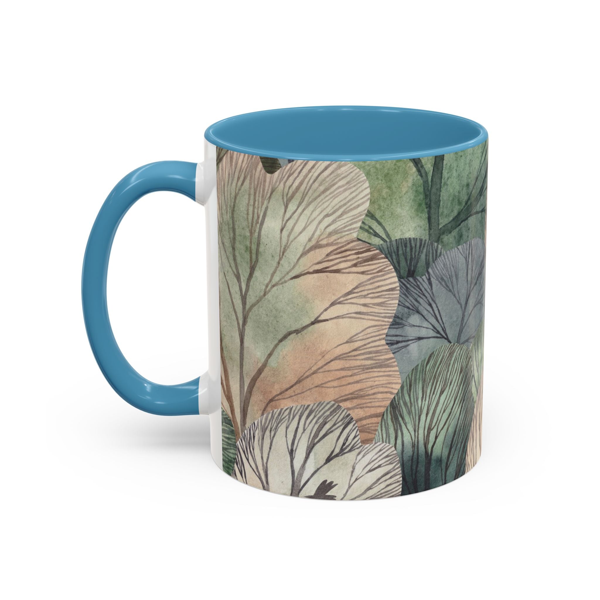Botanical Woodland Coffee Mug — Earthy Leaf Pattern Accent Mug (11/15oz)