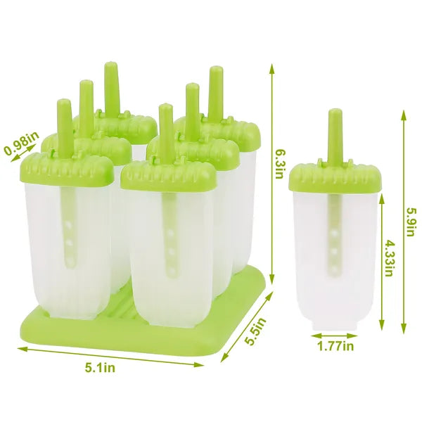 6Pcs Popsicle Molds Reusable Ice Cream DIY Ice Pop Maker Ice Bar Maker