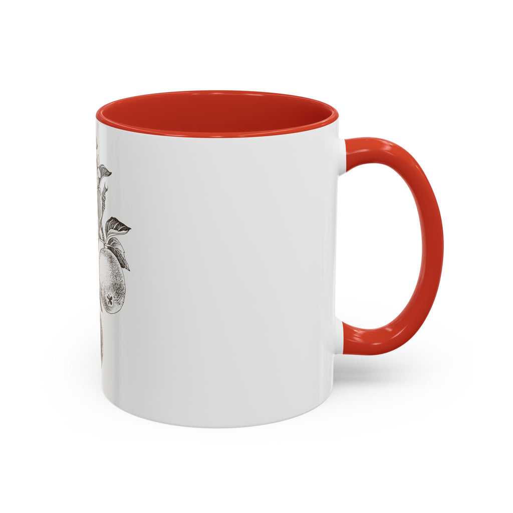 Botanical Apple Accent Coffee Mug — Vintage Fruit Sketch Ceramic Mug (11/15 oz)