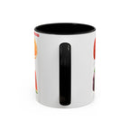 Fruit Pattern Accent Coffee Mug — Colorful Tropical Fruit Icons (11/15oz)