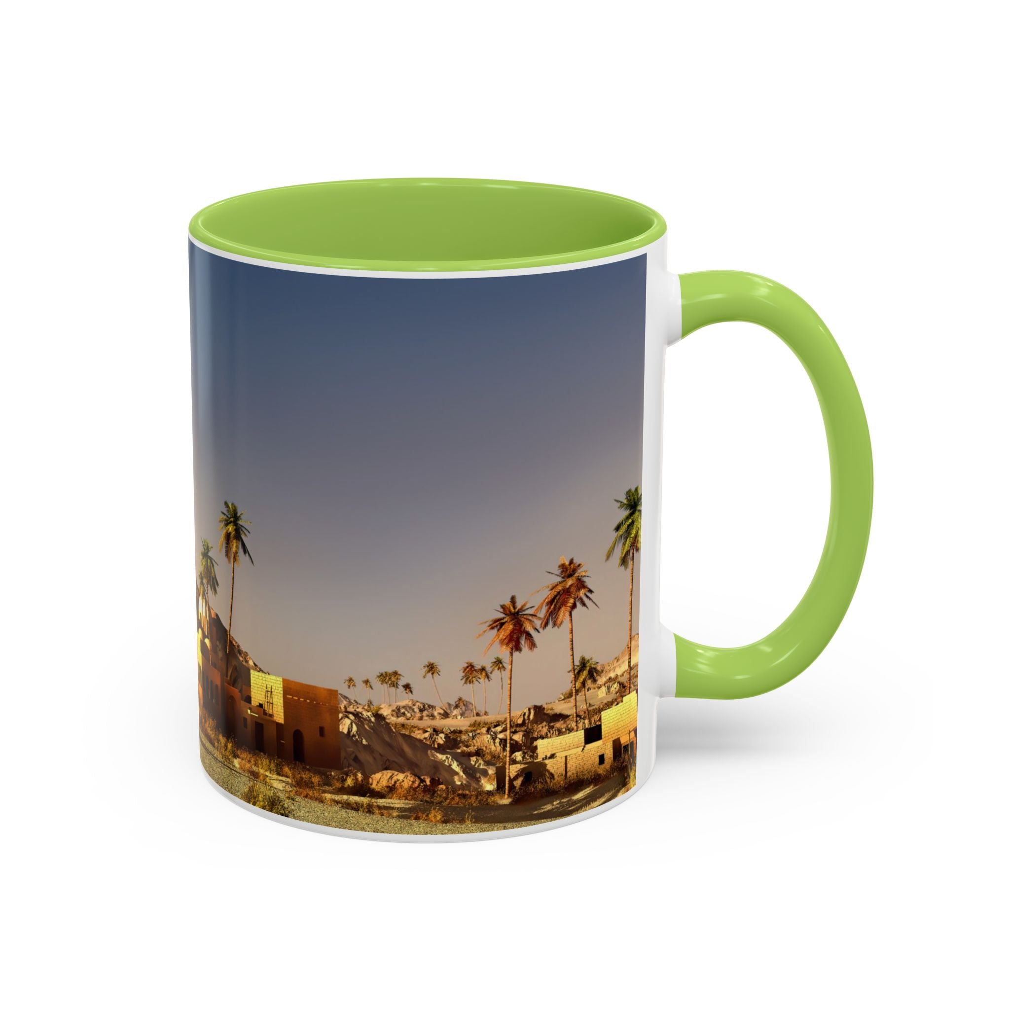 Desert Oasis Accent Coffee Mug – Palm Trees & Sunset Scenic Ceramic Mug (11/15oz)
