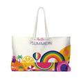 Hello Summer Colorful Beach Illustration Weekender Bag | Rainbow Watermelon Tote
