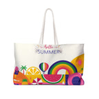 Hello Summer Colorful Beach Illustration Weekender Bag | Rainbow Watermelon Tote