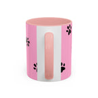 Pink Paw Print Coffee Mug – Cute Pet Lover Accent Mug (11/15oz)
