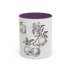 Botanical Apple Accent Coffee Mug — Vintage Fruit Sketch Ceramic Mug (11/15 oz)