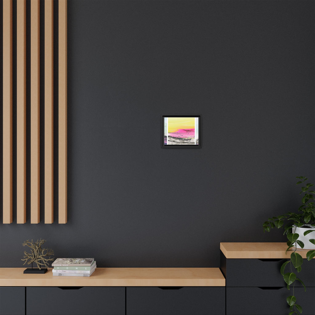 Abstract Sunrise Landscape Matte Canvas Framed Wall Art — Pink & Yellow Modern Home Decor