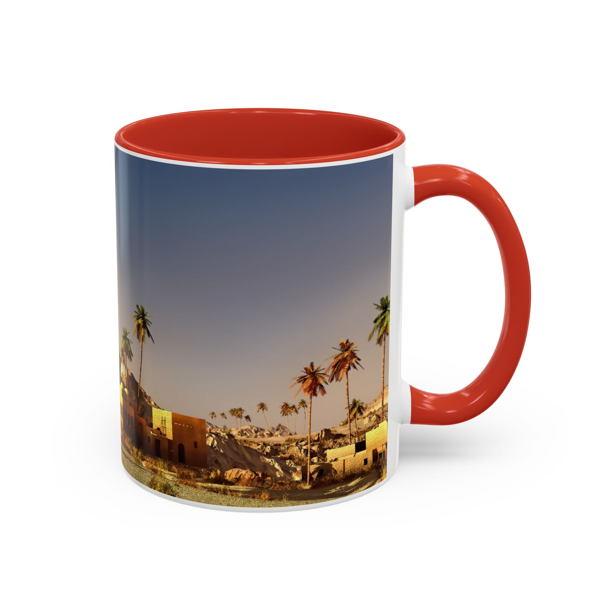 Desert Oasis Accent Coffee Mug – Palm Trees & Sunset Scenic Ceramic Mug (11/15oz)
