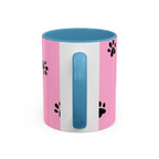 Pink Paw Print Coffee Mug – Cute Pet Lover Accent Mug (11/15oz)