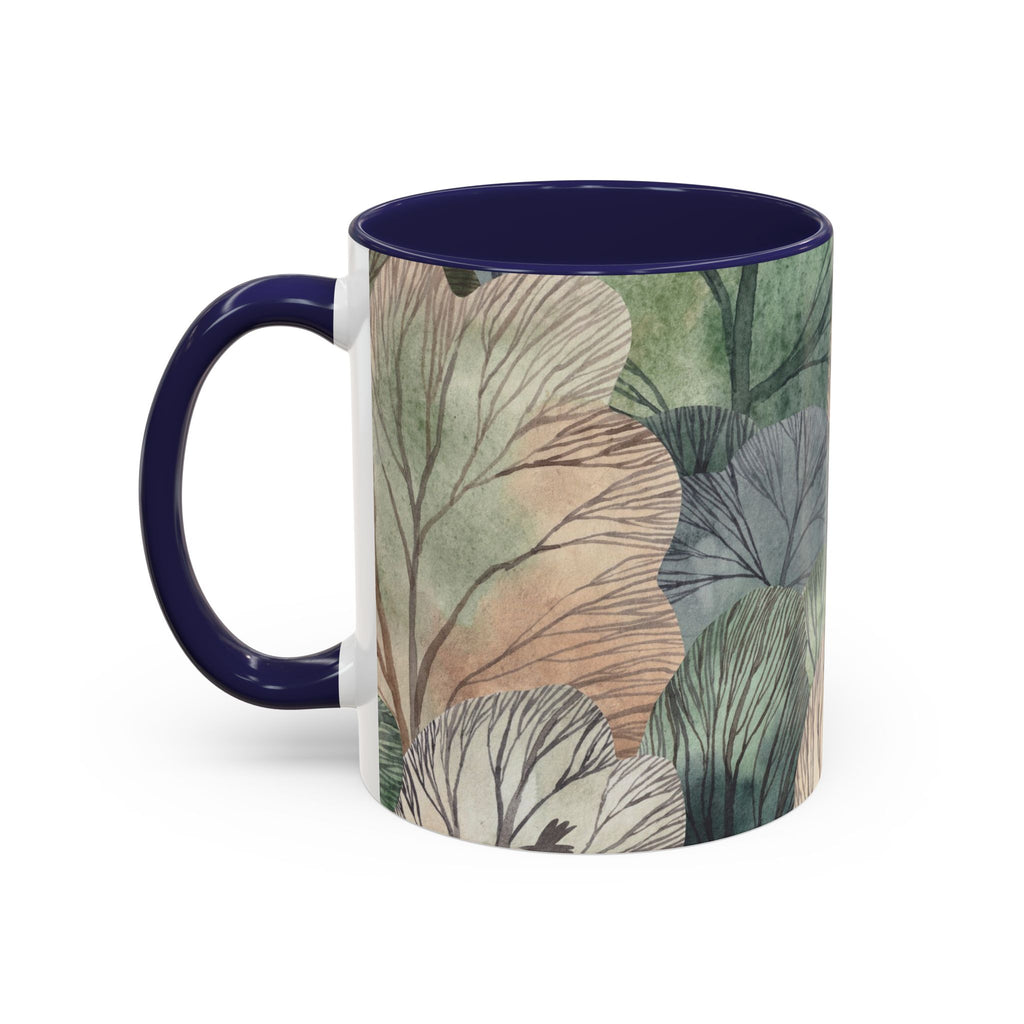 Botanical Woodland Coffee Mug — Earthy Leaf Pattern Accent Mug (11/15oz)