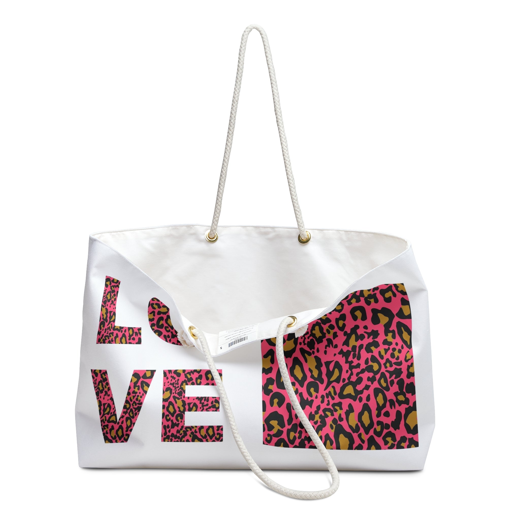 Pink Leopard LOVE Weekender Bag | Animal Print Travel Tote