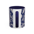 Nordic Reindeer Pattern Accent Coffee Mug — Blue Holiday Tea Cup (11/15oz)
