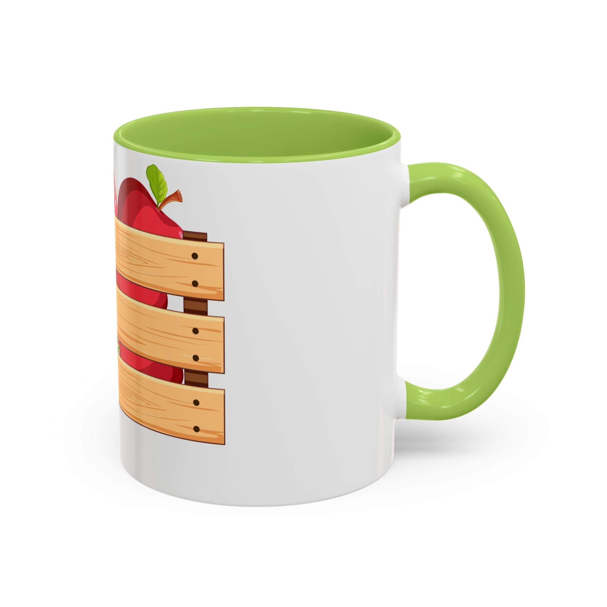 Apple Crate Accent Coffee Mug — Rustic Farmhouse Fruit Design (11/15oz)
