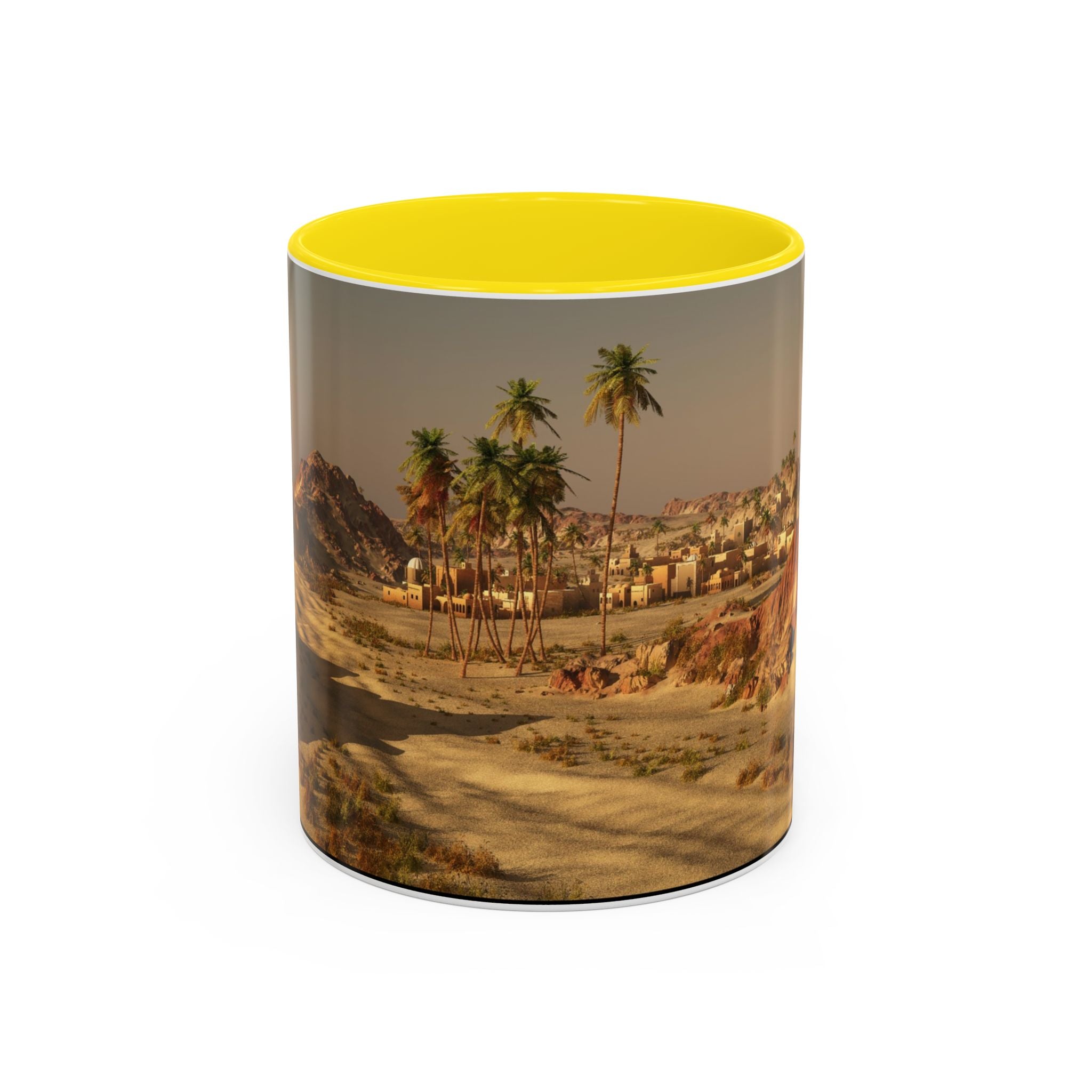Desert Oasis Coffee Mug — Palm Trees & Sunset Scenic Accent Mug