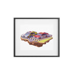 Racing Cars Framed Poster – Retro Racecar Artwork, Matte Print