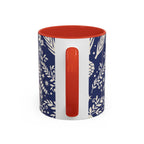 Nordic Reindeer Pattern Accent Coffee Mug — Blue Holiday Tea Cup (11/15oz)