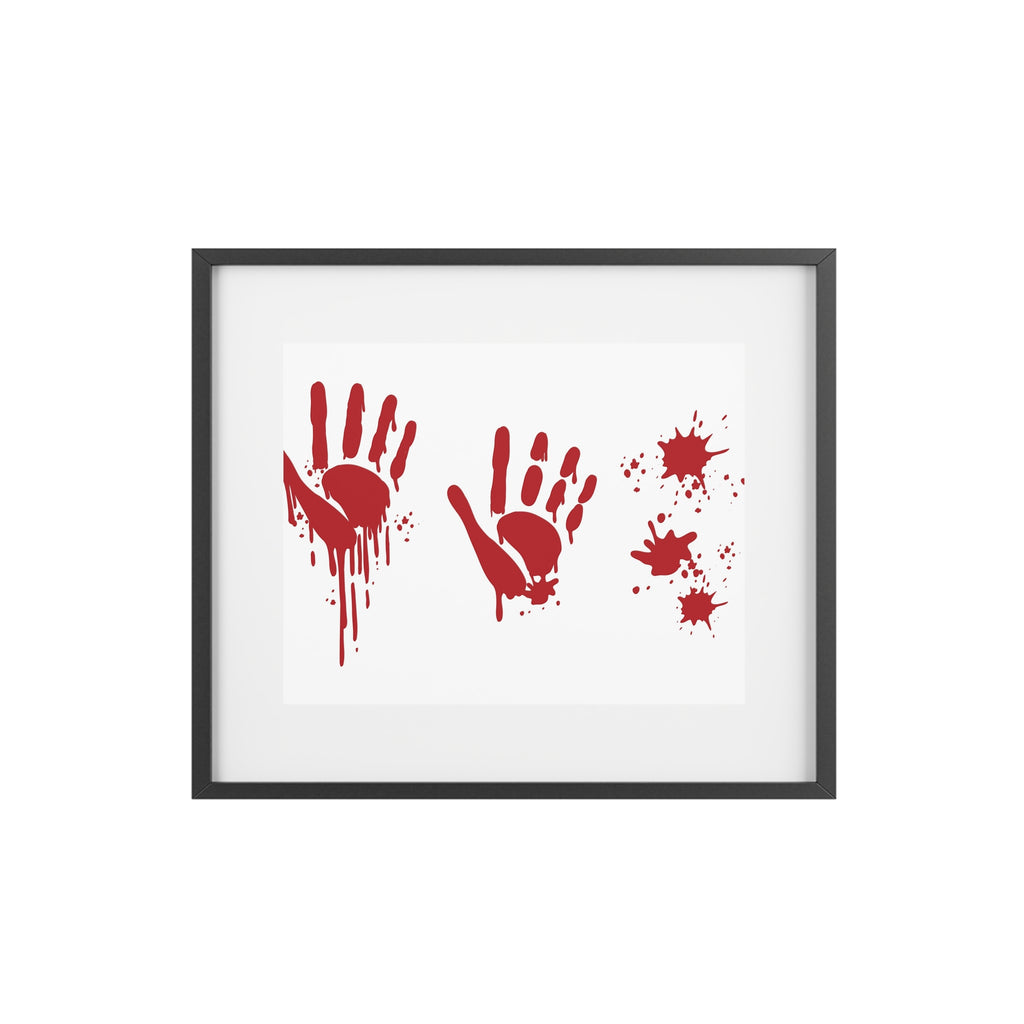 Framed Poster — Red Bloody Handprints Matte Wall Art (Horror Halloween Decor)