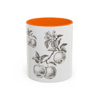 Botanical Apple Accent Coffee Mug — Vintage Fruit Sketch Ceramic Mug (11/15 oz)