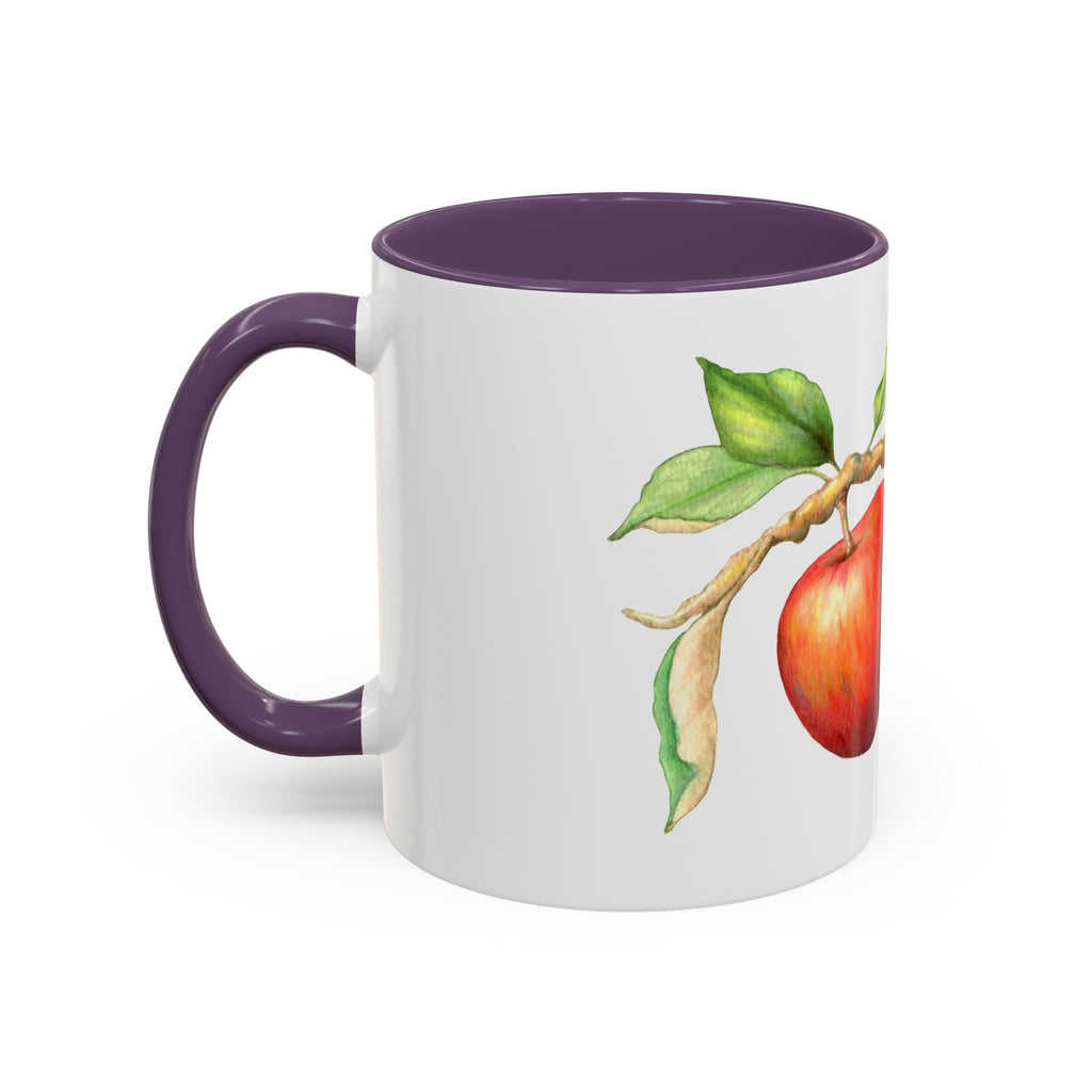 Apple Branch Accent Coffee Mug — Watercolor Fruit Kitchen Mug (11/15oz)