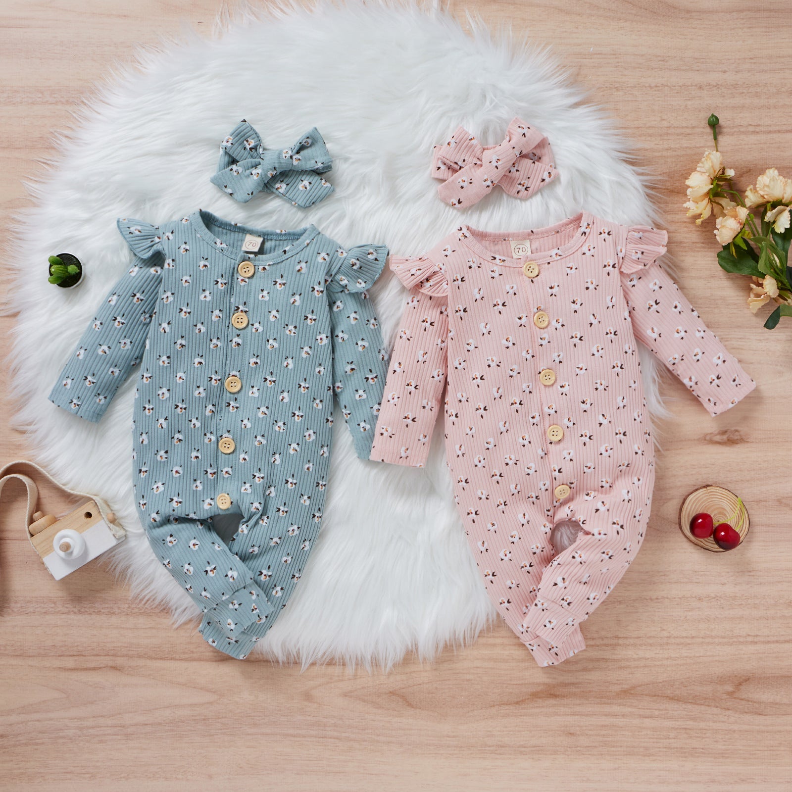 StripeNest™ – Two-Tone Cotton Romper for Babies & Toddlers