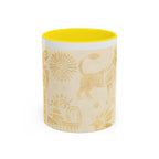 Golden Folk Art Coffee Mug — Animal Mask Pattern Accent Mug (11/15oz)