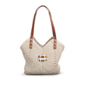 Colorful Retro Camper Illustration Straw Shoulder Bag | Boho Beach Tote