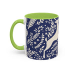Nordic Reindeer Pattern Accent Coffee Mug — Blue Holiday Tea Cup (11/15oz)