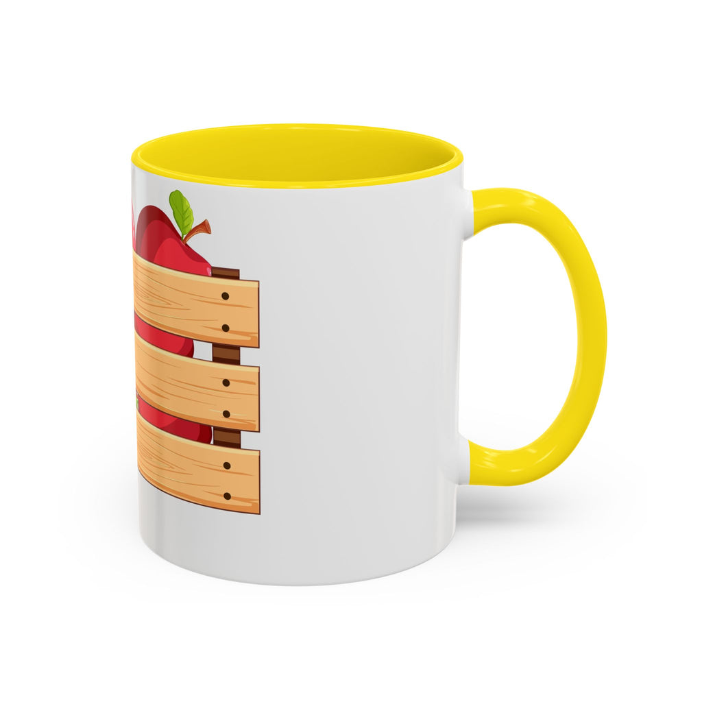 Apple Crate Accent Coffee Mug — Rustic Farmhouse Fruit Design (11/15oz)