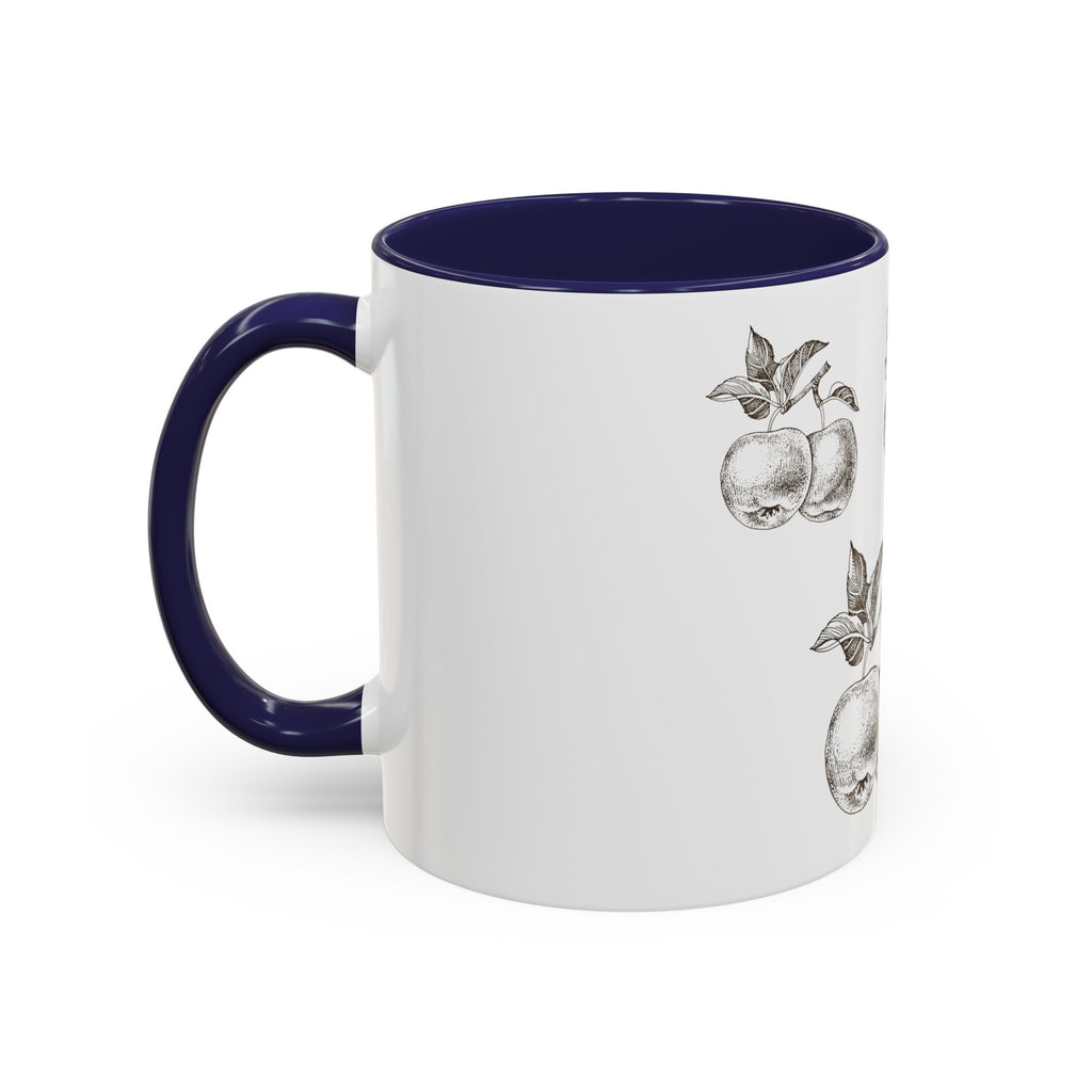 Botanical Apple Accent Coffee Mug — Vintage Fruit Sketch Ceramic Mug (11/15 oz)