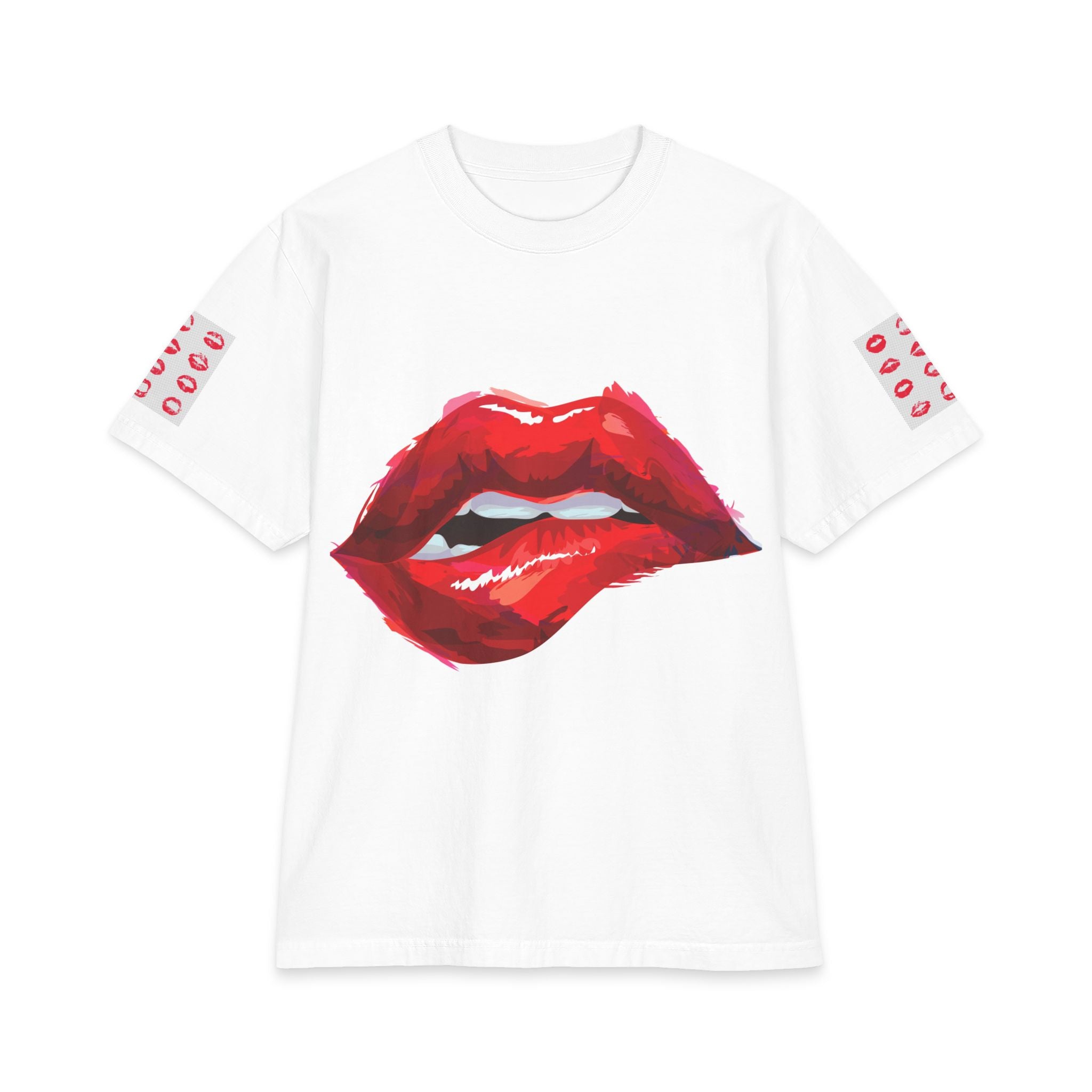 Graphic Tee — Red Lip Bite Front & Abstract Cosmic Back
