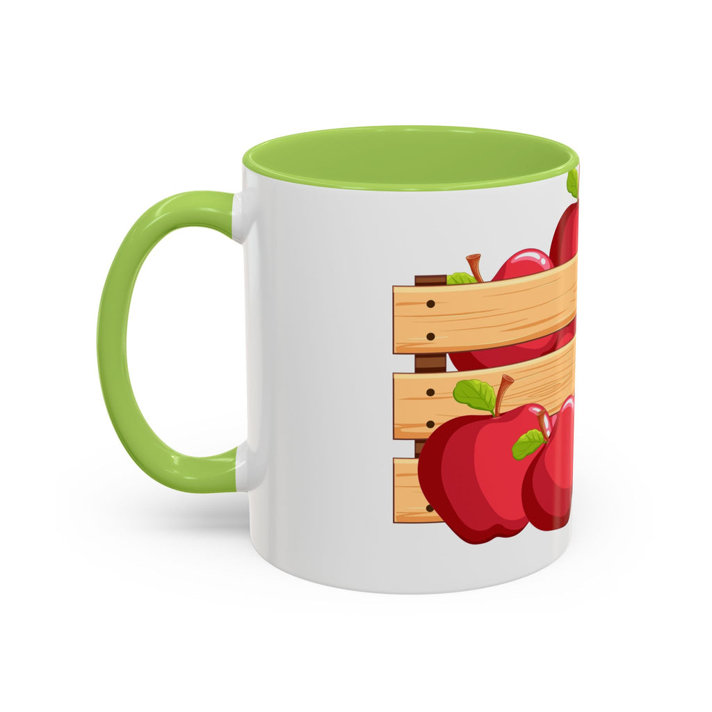Apple Crate Accent Coffee Mug — Rustic Farmhouse Fruit Design (11/15oz)