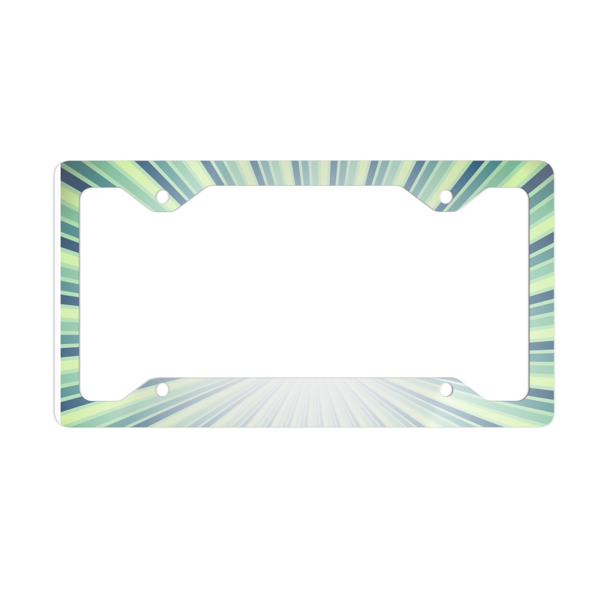 Metal License Plate Frame — Green Burst Radiant Design