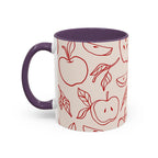 Apple Doodle Accent Coffee Mug — Red Apple Pattern Ceramic Mug (11/15oz)
