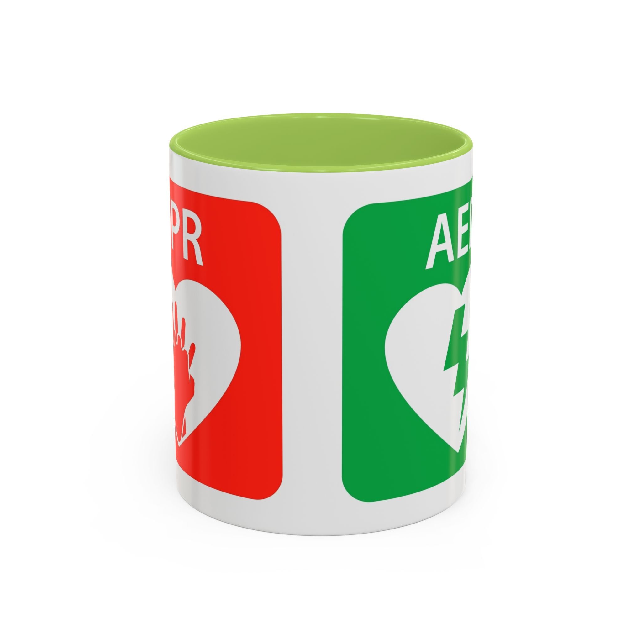 AED Heart Logo Accent Coffee Mug — CPR & Defibrillator Awareness Gift (11/15oz)