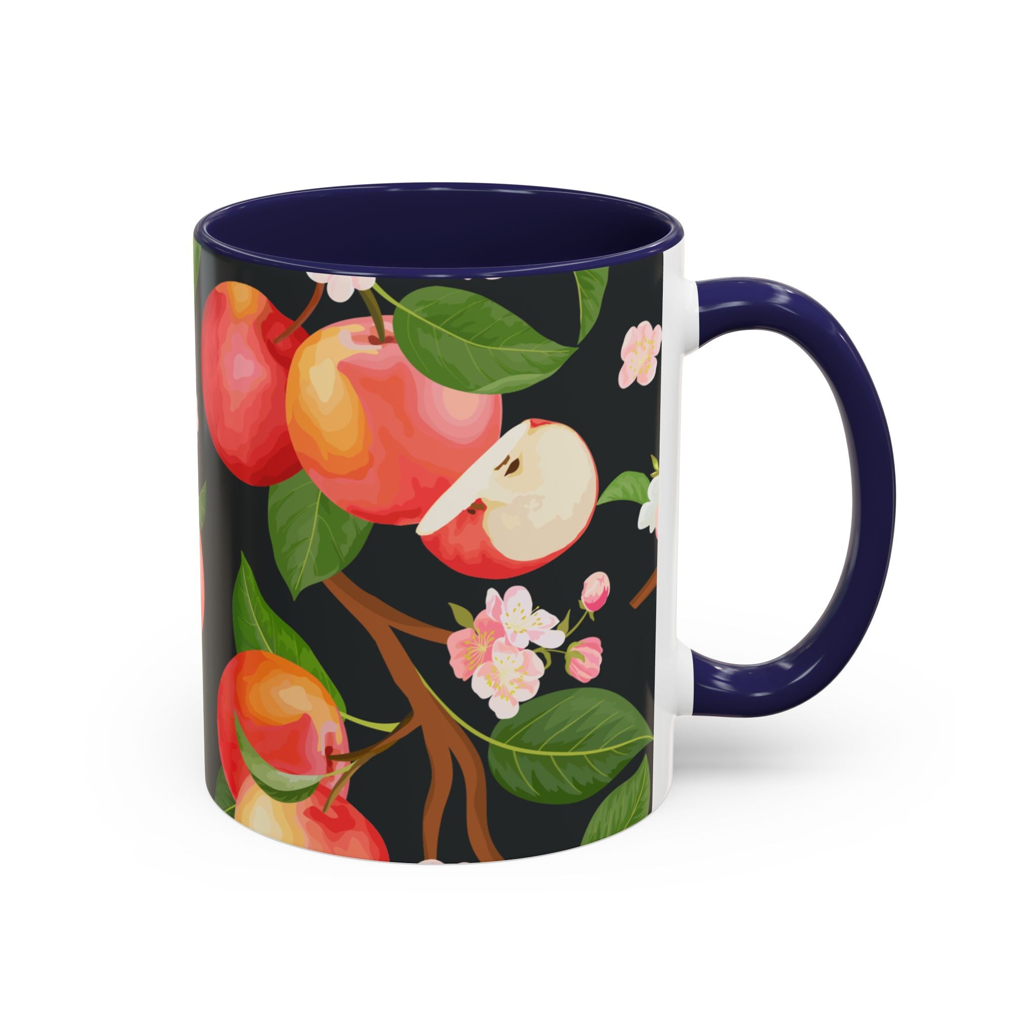 Apple Blossom Accent Coffee Mug – Floral Fruit Ceramic Mug (11/15oz)