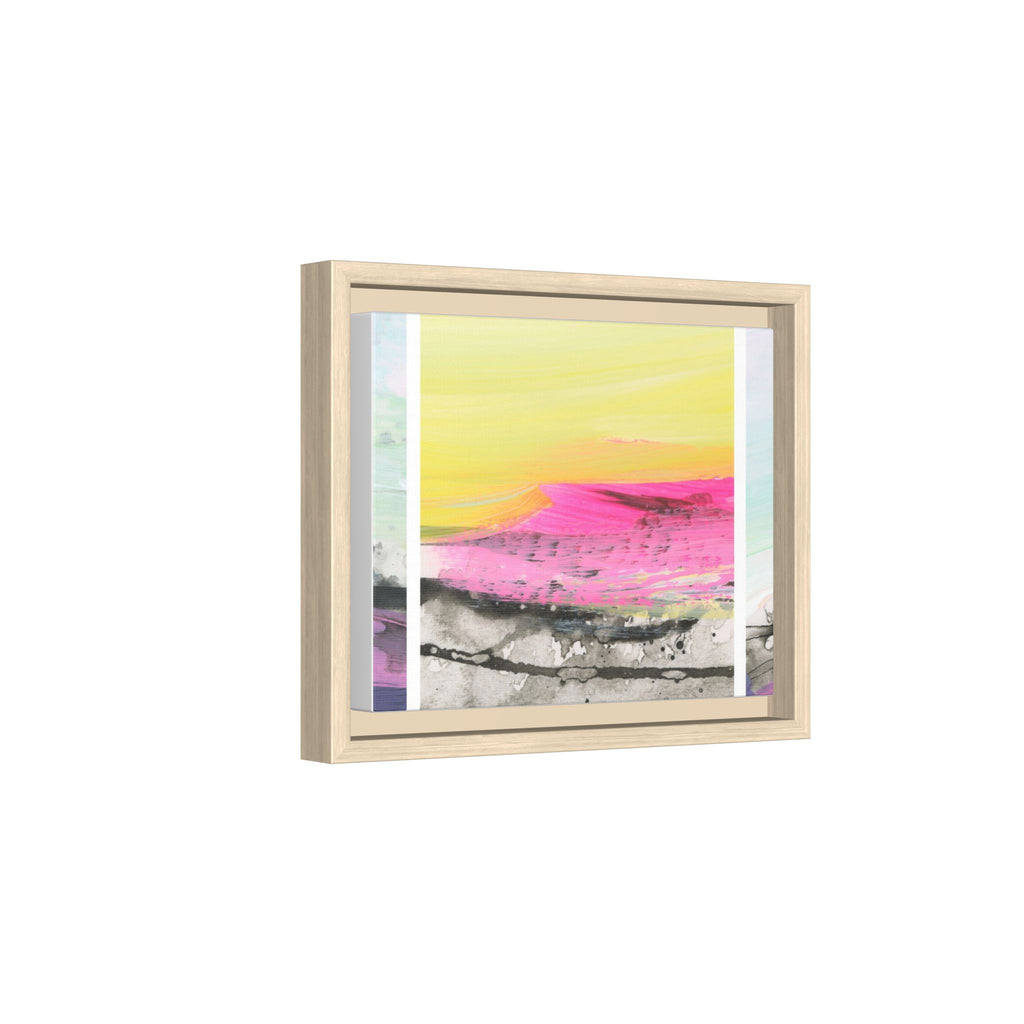 Abstract Sunrise Landscape Matte Canvas Framed Wall Art — Pink & Yellow Modern Home Decor