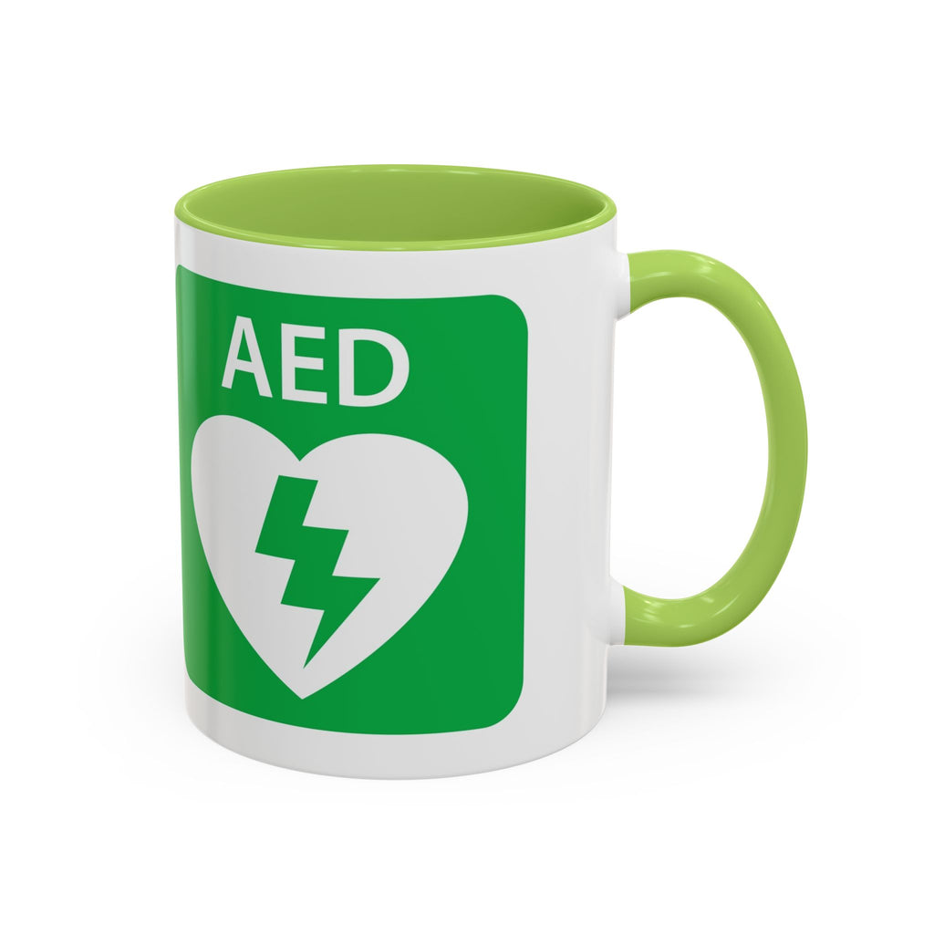 AED Heart Logo Accent Coffee Mug — CPR & Defibrillator Awareness Gift (11/15oz)