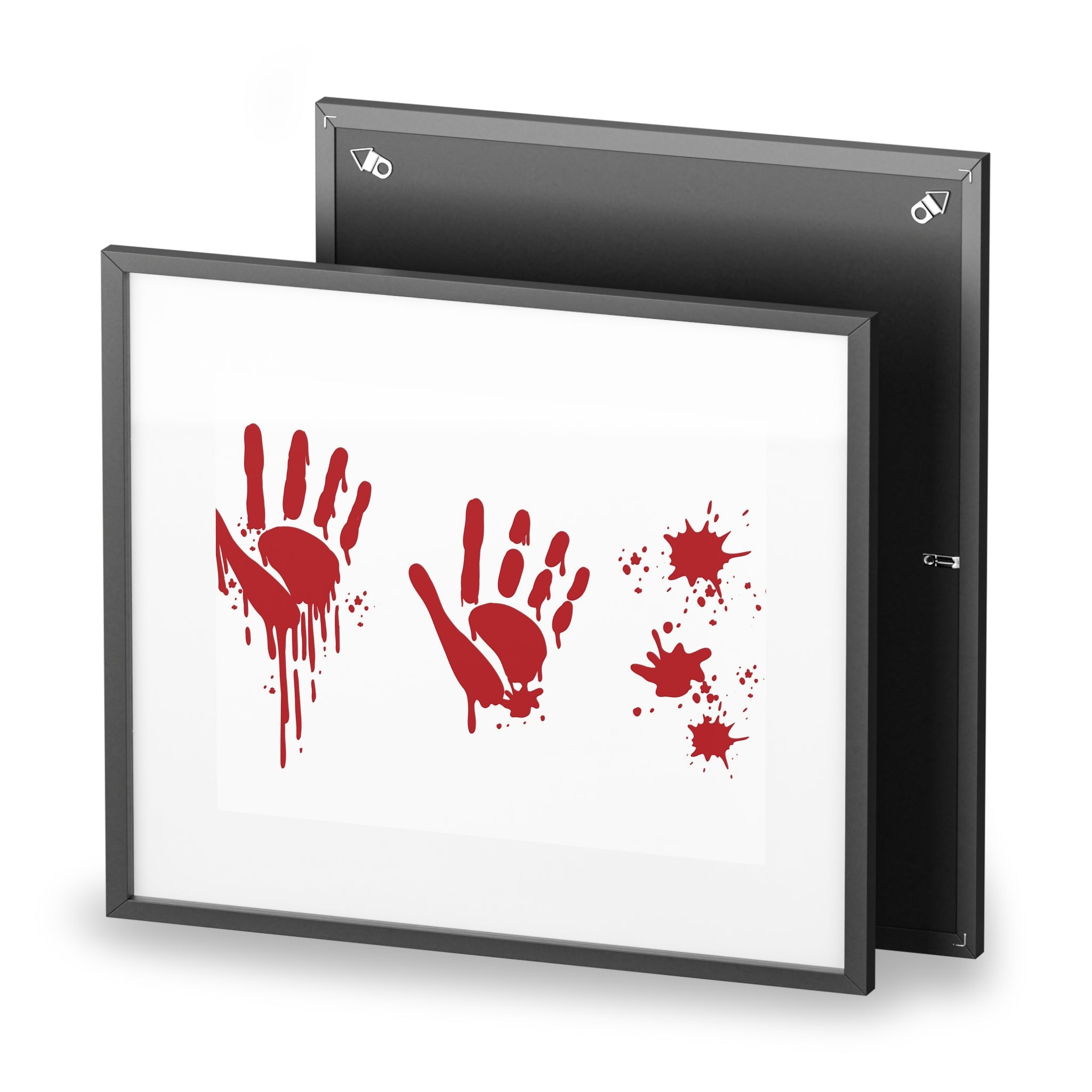 Framed Poster — Red Bloody Handprints Matte Wall Art (Horror Halloween Decor)