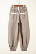 Stripe Drawstring Cargo Pocket Jogger Pants