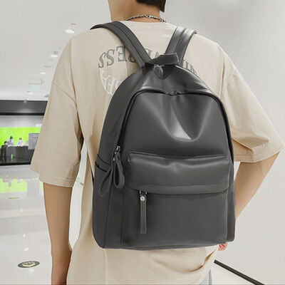 Stylish PU Leather Zip Backpack for Everyday Use