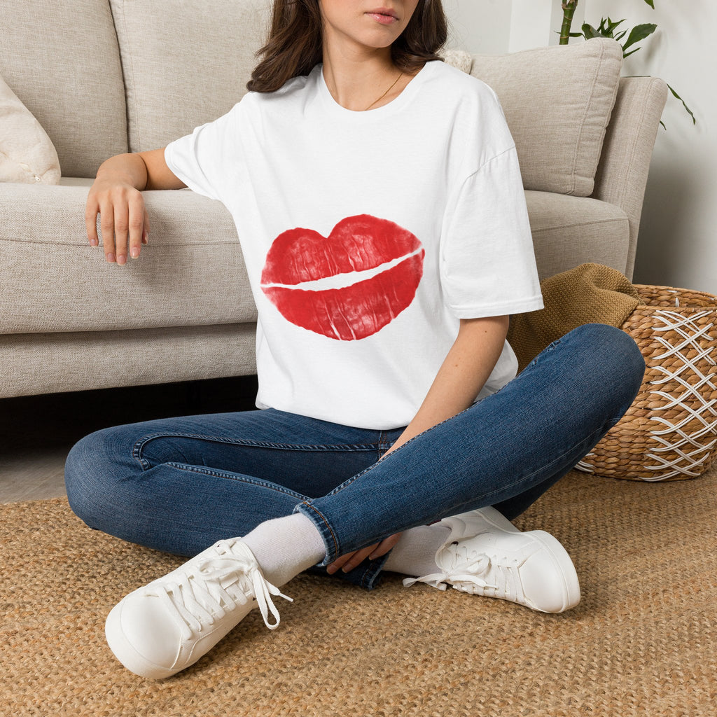Kiss Print T-Shirt — Red Lipstick Kiss Graphic Tee