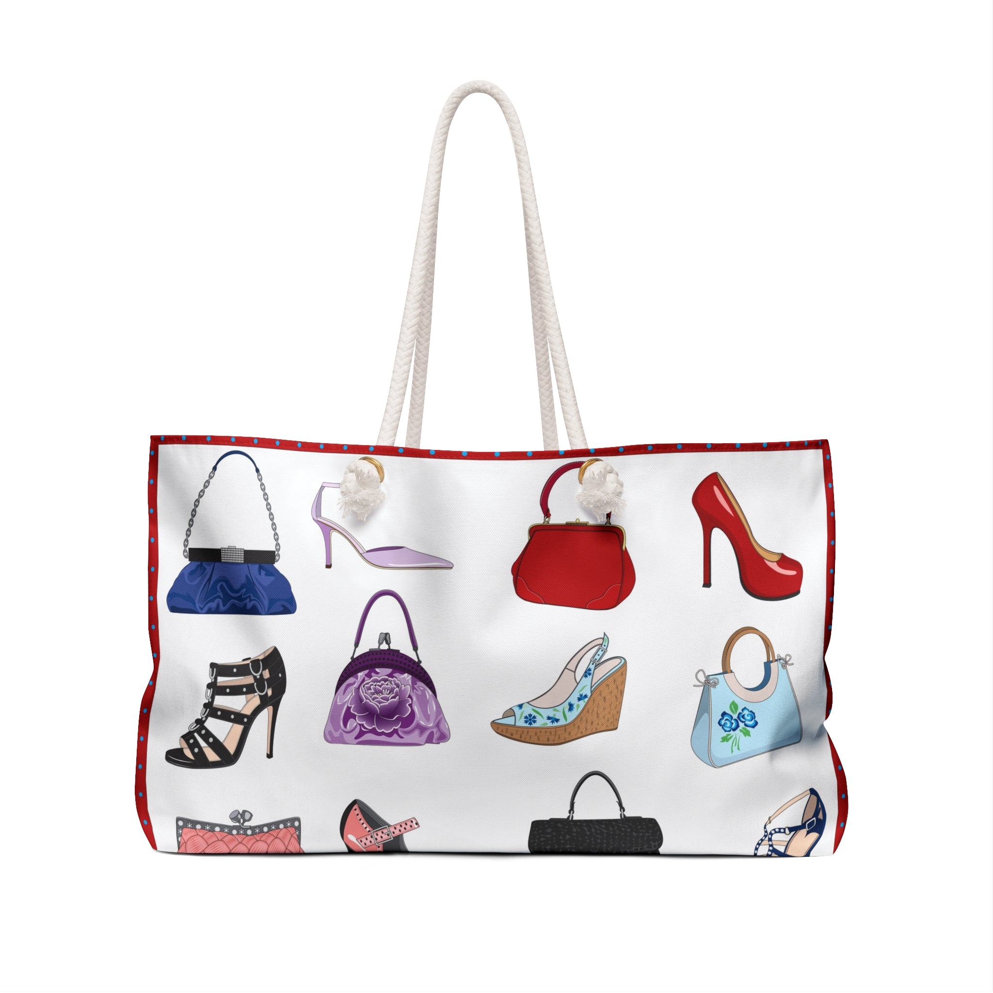 Handbag and High Heel Pattern Weekender Bag | Shoe and Purse Travel Tote