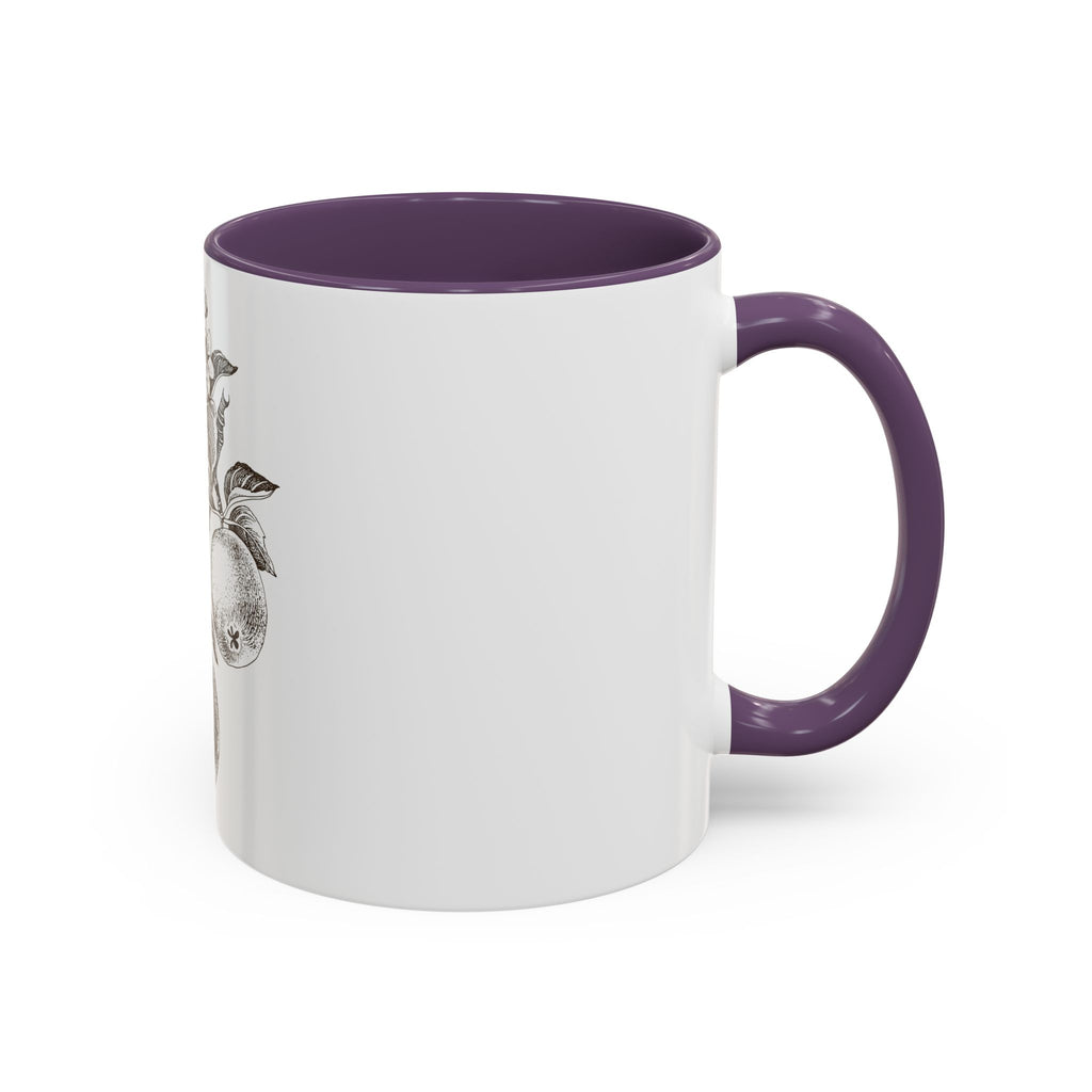 Botanical Apple Accent Coffee Mug — Vintage Fruit Sketch Ceramic Mug (11/15 oz)
